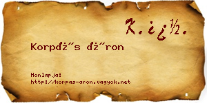 Korpás Áron névjegykártya
